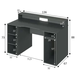Ufficio|Camera Da Letto > Dmora Scrivania lineare antracite 136x67cm - Arcane Nero Antracite