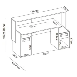 Scrivania lineare antracite 154x69cm con 1 cassetto - Albertino