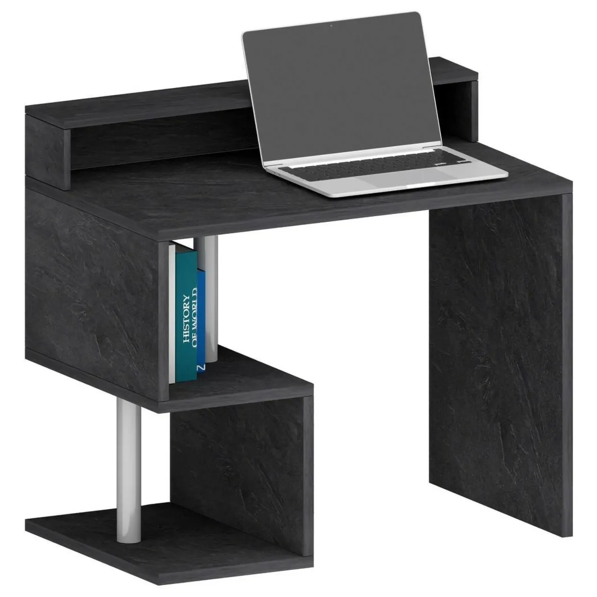 Scrivania lineare ardesia 100x50cm con porta pc - Eva