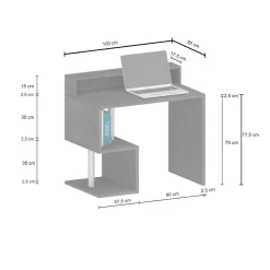 Scrivania lineare ardesia 100x50cm con porta pc - Eva