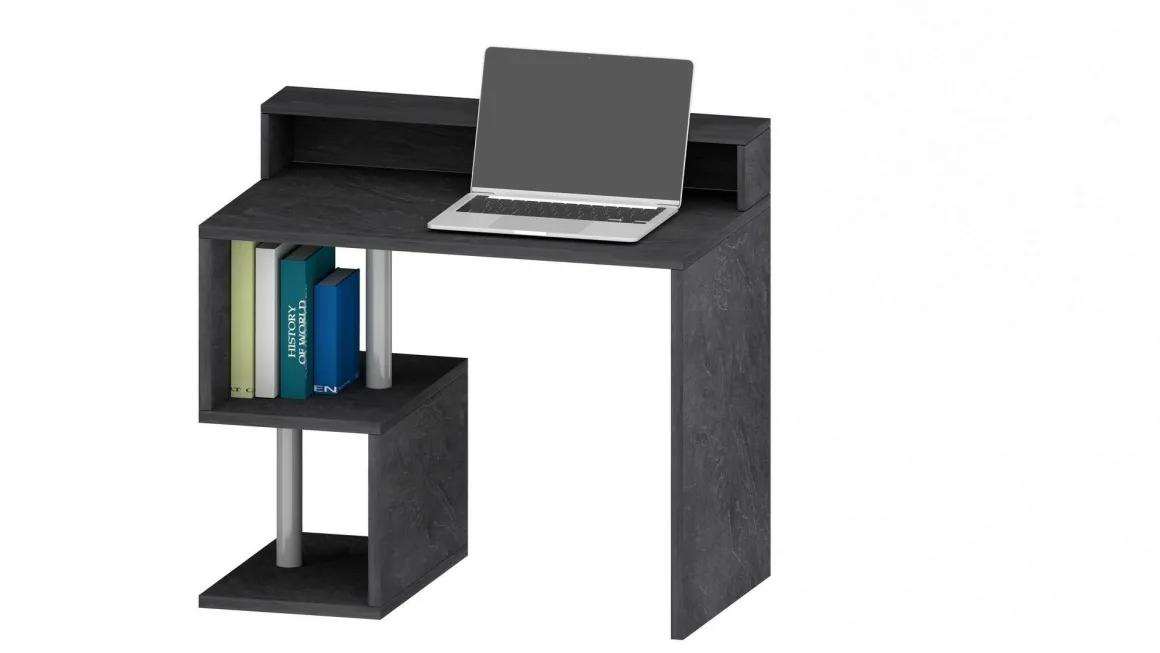 Scrivania lineare ardesia 100x50cm con porta pc - Eva