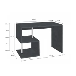 Ufficio|Camera Da Letto > Dmora Scrivania lineare ardesia 140x60cm con porta pc - Kobenhavn Grigio Ardesia