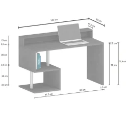 Scrivania lineare ardesia 140x60cm con supporto computer - Yemyin