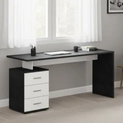 Scrivania lineare ardesia 160x60cm con 3 cassetti - Abisse