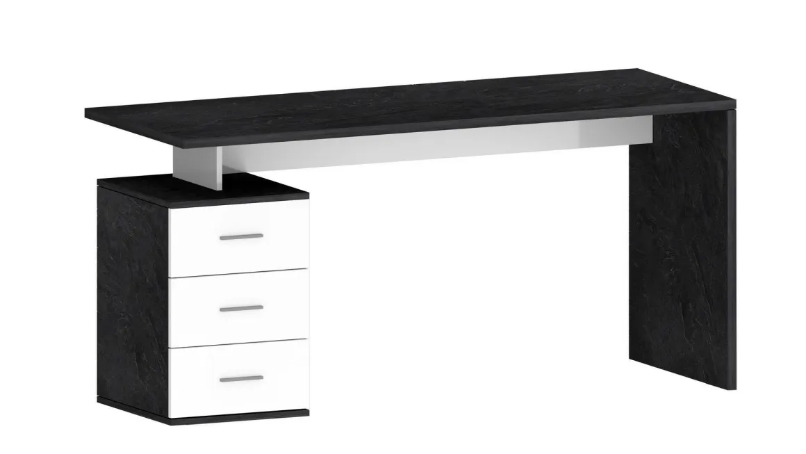 Ufficio|Camera Da Letto > Dmora Scrivania lineare ardesia 160x90cm con 3 cassetti - Bardi Grigio Ardesia