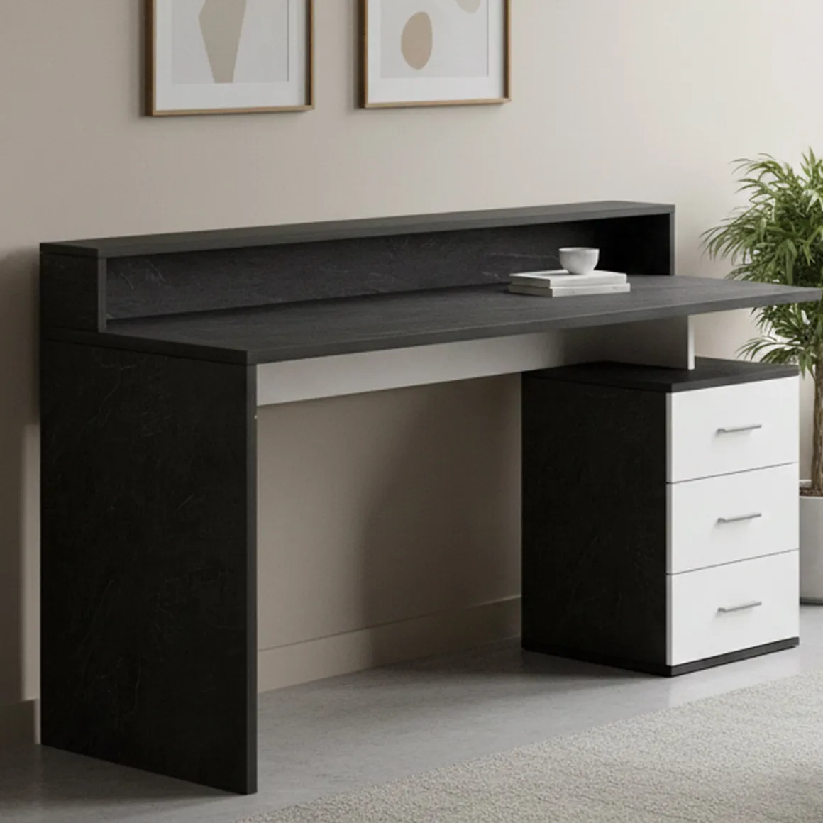 Ufficio|Camera Da Letto > Dmora Scrivania lineare ardesia 180x60cm con porta pc - Aurigo Grigio Ardesia