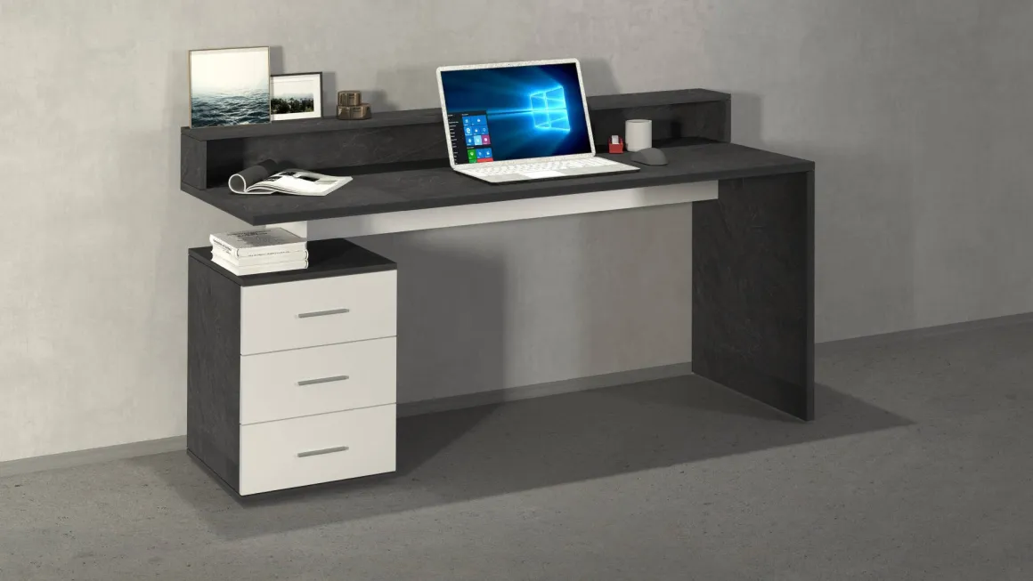 Ufficio|Camera Da Letto > Dmora Scrivania lineare ardesia 180x60cm con porta pc - Aurigo Grigio Ardesia