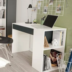 Ufficio|Camera Da Letto > Dmora Scrivania lineare bianca e antracite 115x50cm con libreria - Arianella Nero, Bianco Antracite