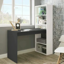 Scrivania lineare bianca e antracite 120x53cm con libreria - Ali