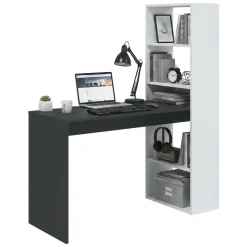 Scrivania lineare bianca e antracite 120x53cm con libreria - Ali