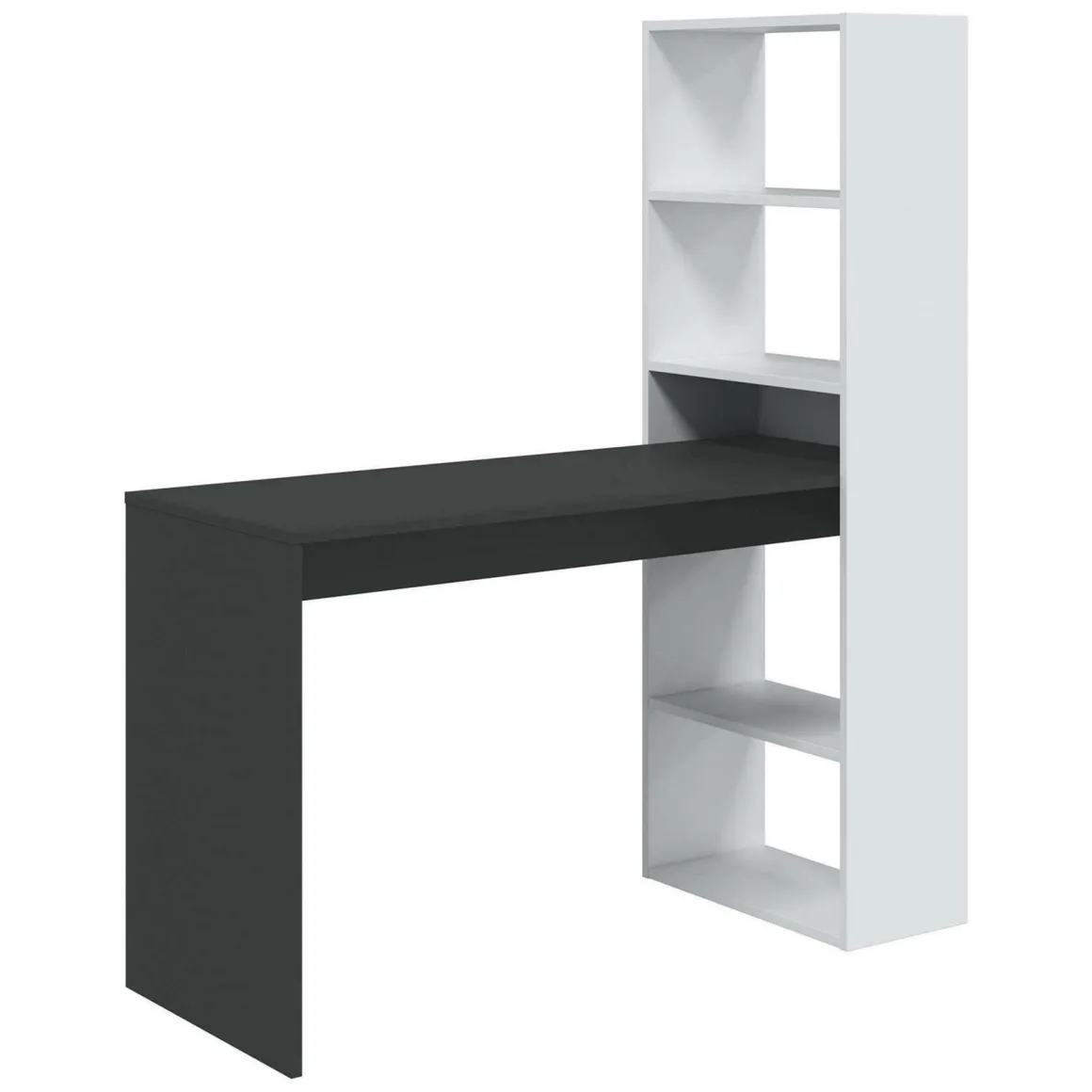 Scrivania lineare bianca e antracite 120x53cm con libreria - Ali