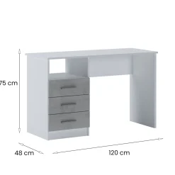 Ufficio|Camera Da Letto > Dmora Scrivania lineare bianca e cemento 80x40cm con 1 cassetto - Adri Grigio, Bianco Cemento