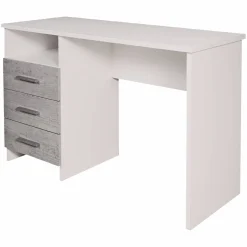 Ufficio|Camera Da Letto > Dmora Scrivania lineare bianca e cemento 80x40cm con 1 cassetto - Adri Grigio, Bianco Cemento