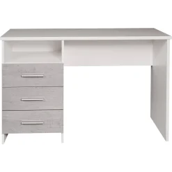 Ufficio|Camera Da Letto > Dmora Scrivania lineare bianca e cemento 80x40cm con 1 cassetto - Adri Grigio, Bianco Cemento