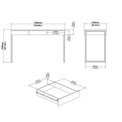 Scrivania lineare bianca e grigia 125x51cm con 3 cassetti - Amadeo
