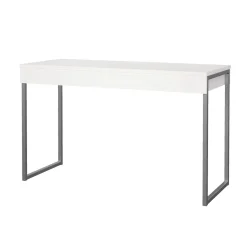 Scrivania lineare bianca e grigia 125x51cm con 3 cassetti - Amadeo