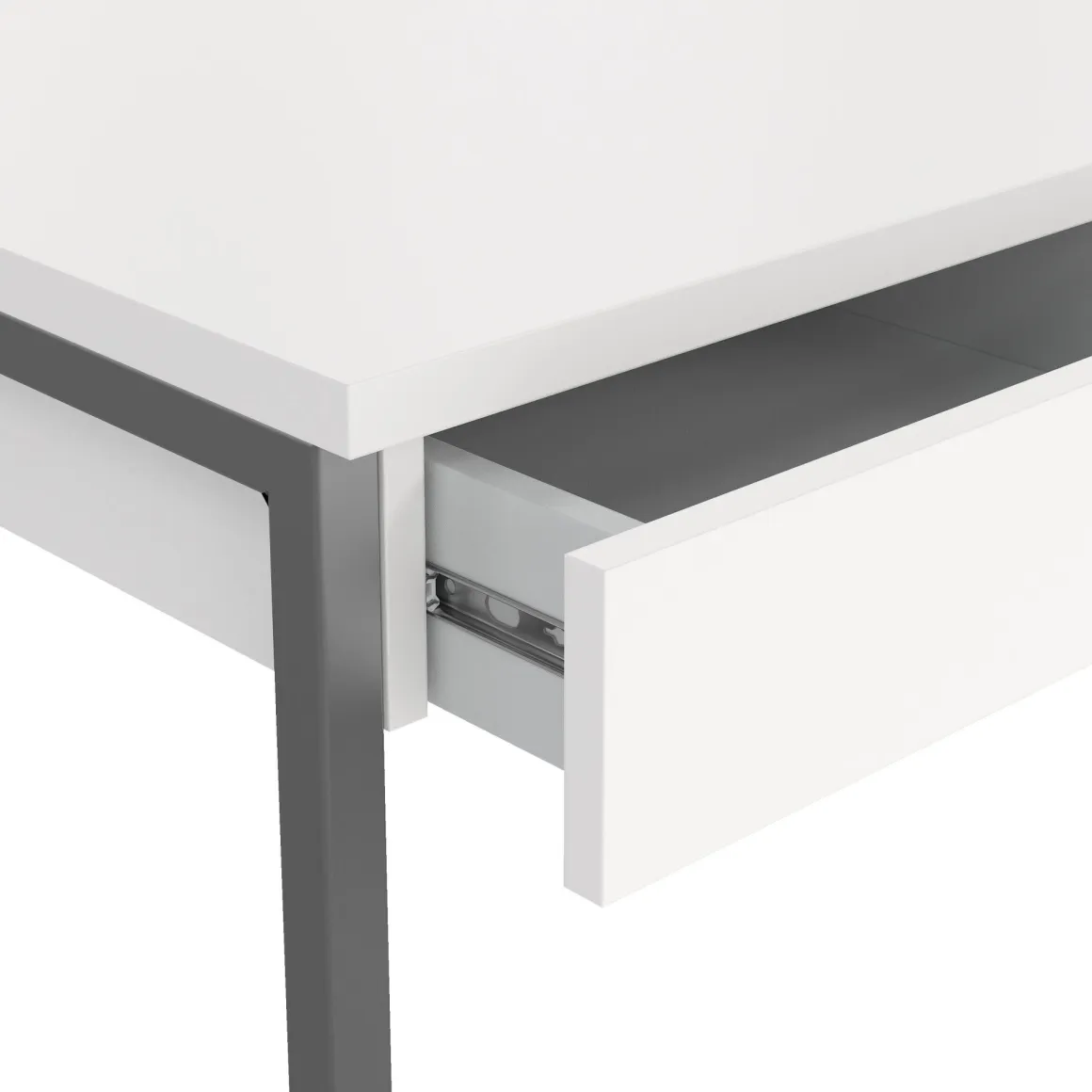 Scrivania lineare bianca e grigia 125x51cm con 3 cassetti - Amadeo