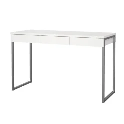Scrivania lineare bianca e grigia 125x51cm con 3 cassetti - Amadeo