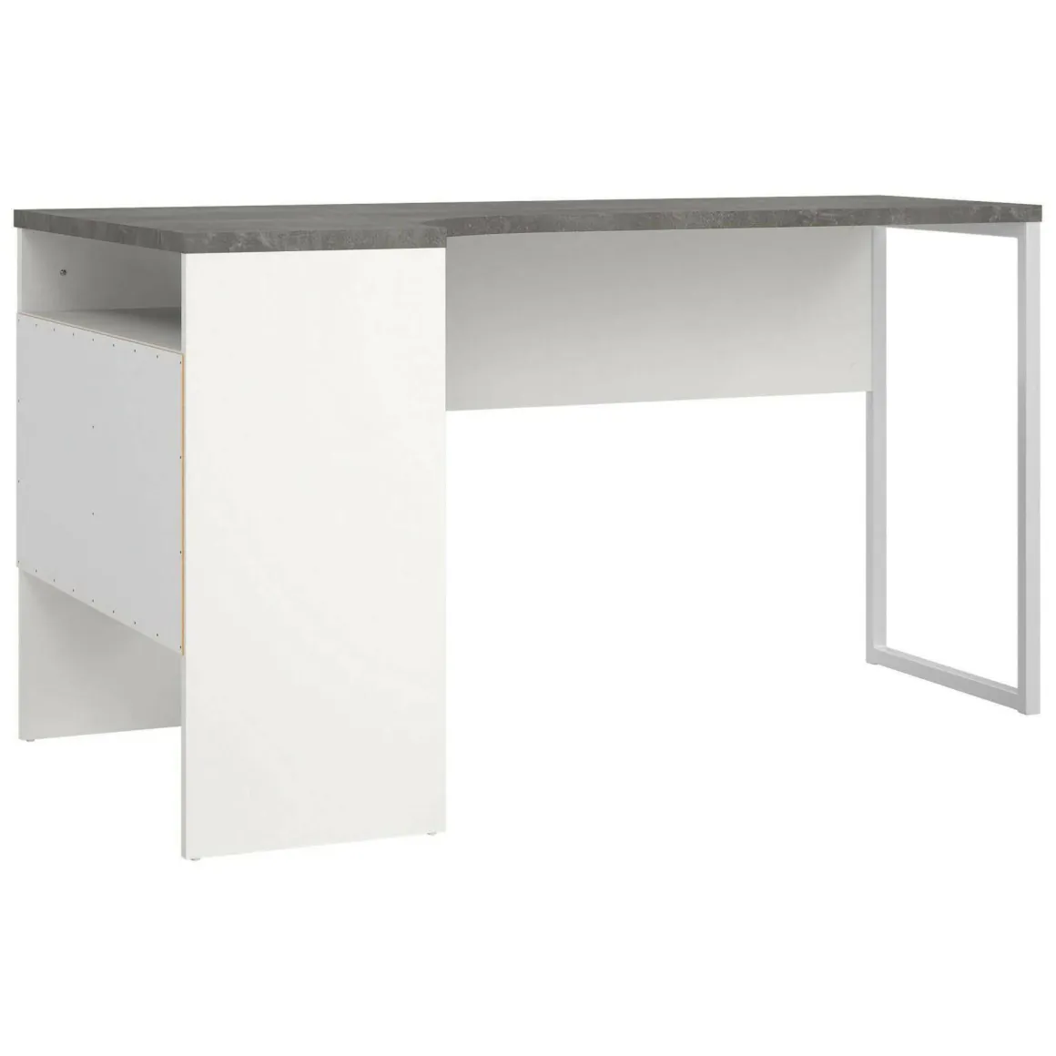 Scrivania lineare bianca e grigia 145x81cm con 2 cassetti - Moire