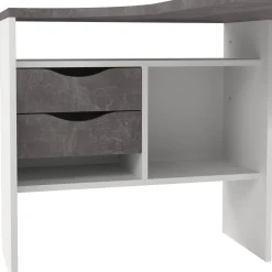 Scrivania lineare bianca e grigia 145x81cm con 2 cassetti - Moire