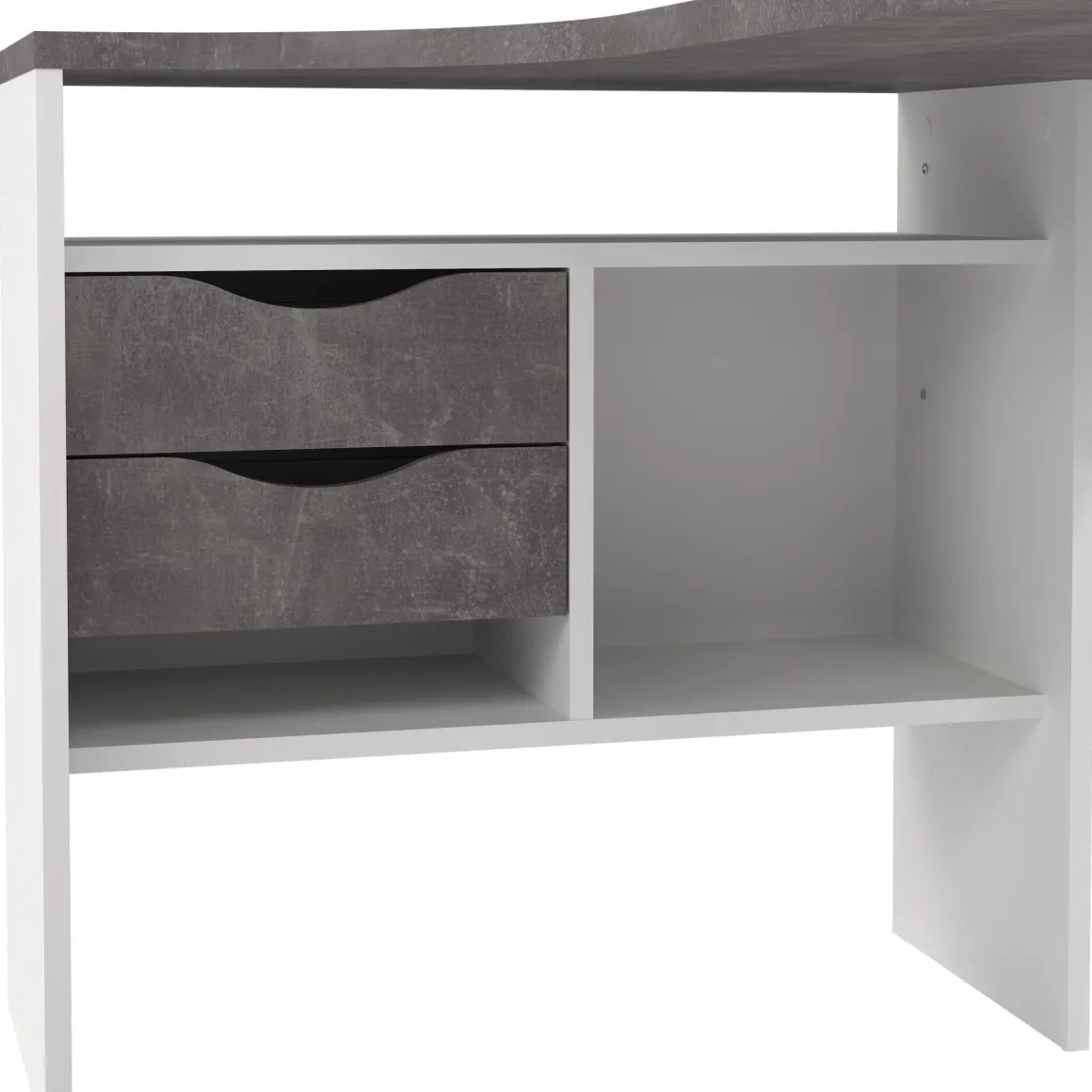 Scrivania lineare bianca e grigia 145x81cm con 2 cassetti - Moire