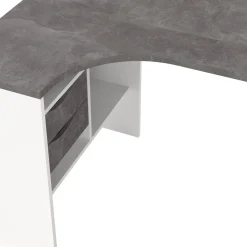 Scrivania lineare bianca e grigia 145x81cm con 2 cassetti - Moire