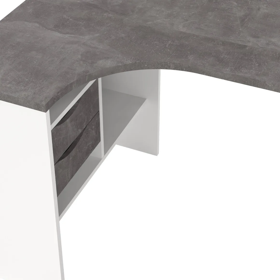 Scrivania lineare bianca e grigia 145x81cm con 2 cassetti - Moire