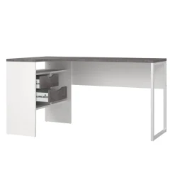 Scrivania lineare bianca e grigia 145x81cm con 2 cassetti - Moire