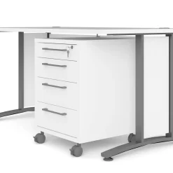 Scrivania lineare bianca e grigia 150x80cm con 3 cassetti - Azzaro