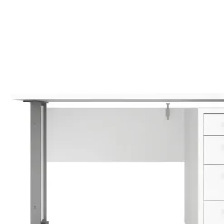 Scrivania lineare bianca e grigia 150x80cm con 3 cassetti - Azzaro