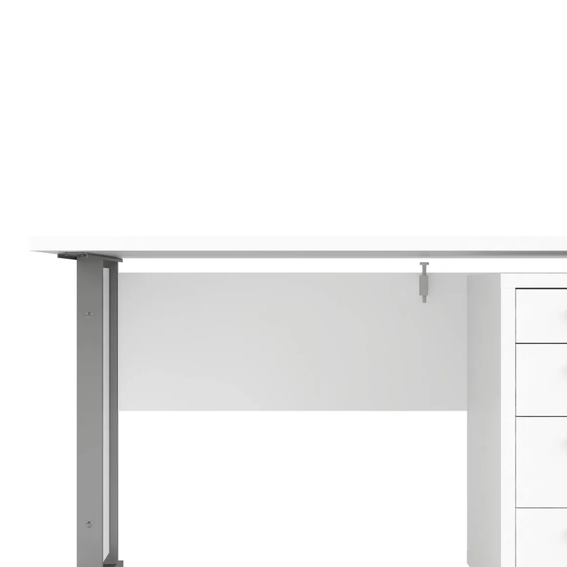 Scrivania lineare bianca e grigia 150x80cm con 3 cassetti - Azzaro