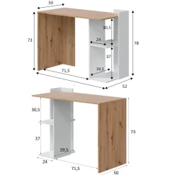 Scrivania lineare bianca e legno 100x52cm con porta pc - Ablibla