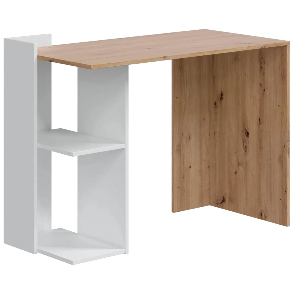 Scrivania lineare bianca e legno 100x52cm con porta pc - Ablibla