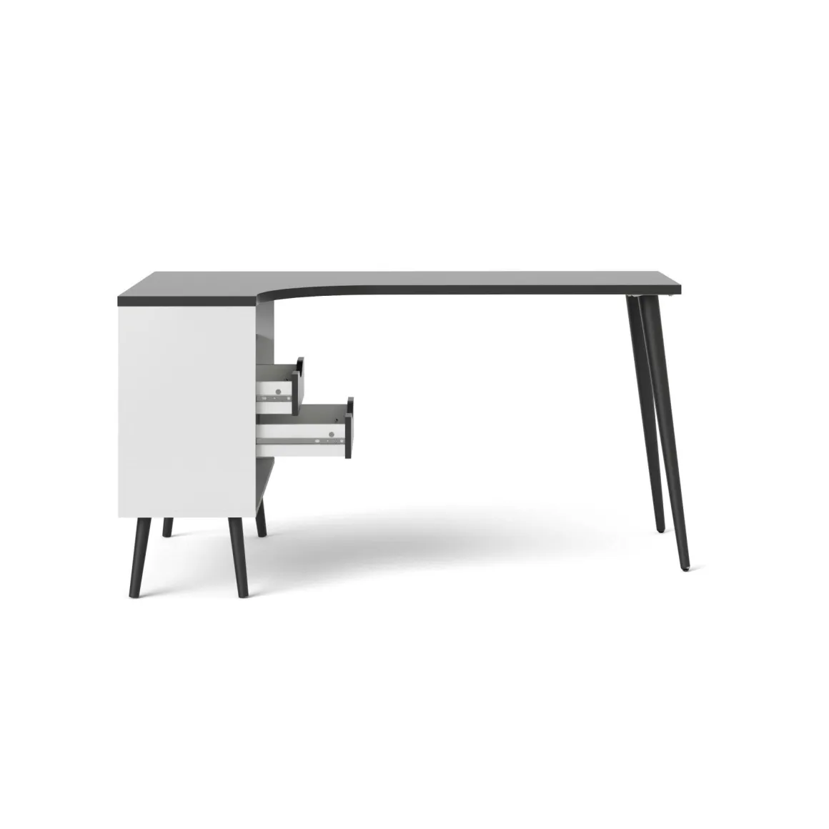 Scrivania lineare bianca e nera 145x81cm con 2 cassetti - Katherine