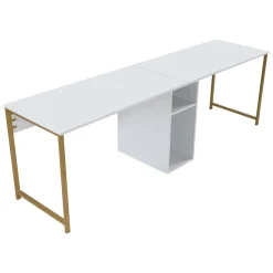 Scrivania lineare bianca e oro 240x60cm - Violet