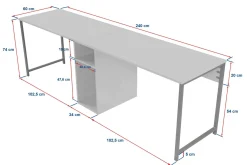Scrivania lineare bianca e oro 240x60cm - Violet
