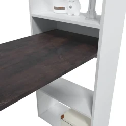 Ufficio|Camera Da Letto > Dmora Scrivania lineare bianca e ossido 120x53cm con libreria - Ali Marrone, Bianco Ossido