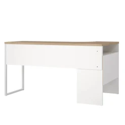 Scrivania lineare bianca e rovere 145x81cm con 2 cassetti - Moire
