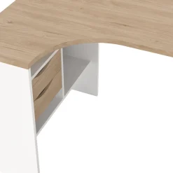 Scrivania lineare bianca e rovere 145x81cm con 2 cassetti - Moire
