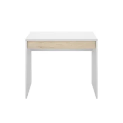 Scrivania lineare bianca e rovere 89x49cm con 1 cassetto - Affiniti