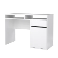 Scrivania lineare bianca lucida 110x48cm con 1 cassetto - Abbadu