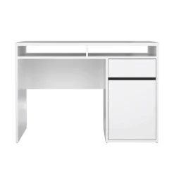 Ufficio|Camera Da Letto > Dmora Scrivania lineare bianca lucida 110x50cm con supporto pc - Antioco Bianco Lucido
