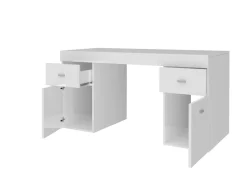 Ufficio|Camera Da Letto > Dmora Scrivania lineare bianca lucida 139x60cm con 2 cassetti - Ardina Bianco Opaco