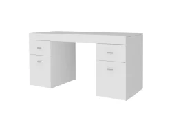 Ufficio|Camera Da Letto > Dmora Scrivania lineare bianca lucida 139x60cm con 2 cassetti - Ardina Bianco Opaco