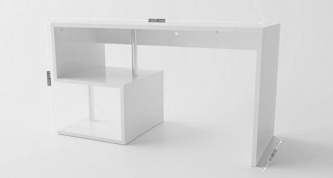 Scrivania lineare bianca lucida 140x60cm - Atemis