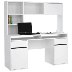 Ufficio|Camera Da Letto > Dmora Scrivania lineare bianca lucida 160x60cm con supporto computer - Giunone Bianco Lucido