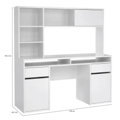 Scrivania lineare bianca lucida 149x48cm con libreria - Ambrenti