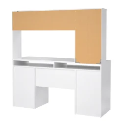 Scrivania lineare bianca lucida 149x48cm con libreria - Ambrenti
