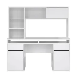 Scrivania lineare bianca lucida 149x48cm con libreria - Ambrenti