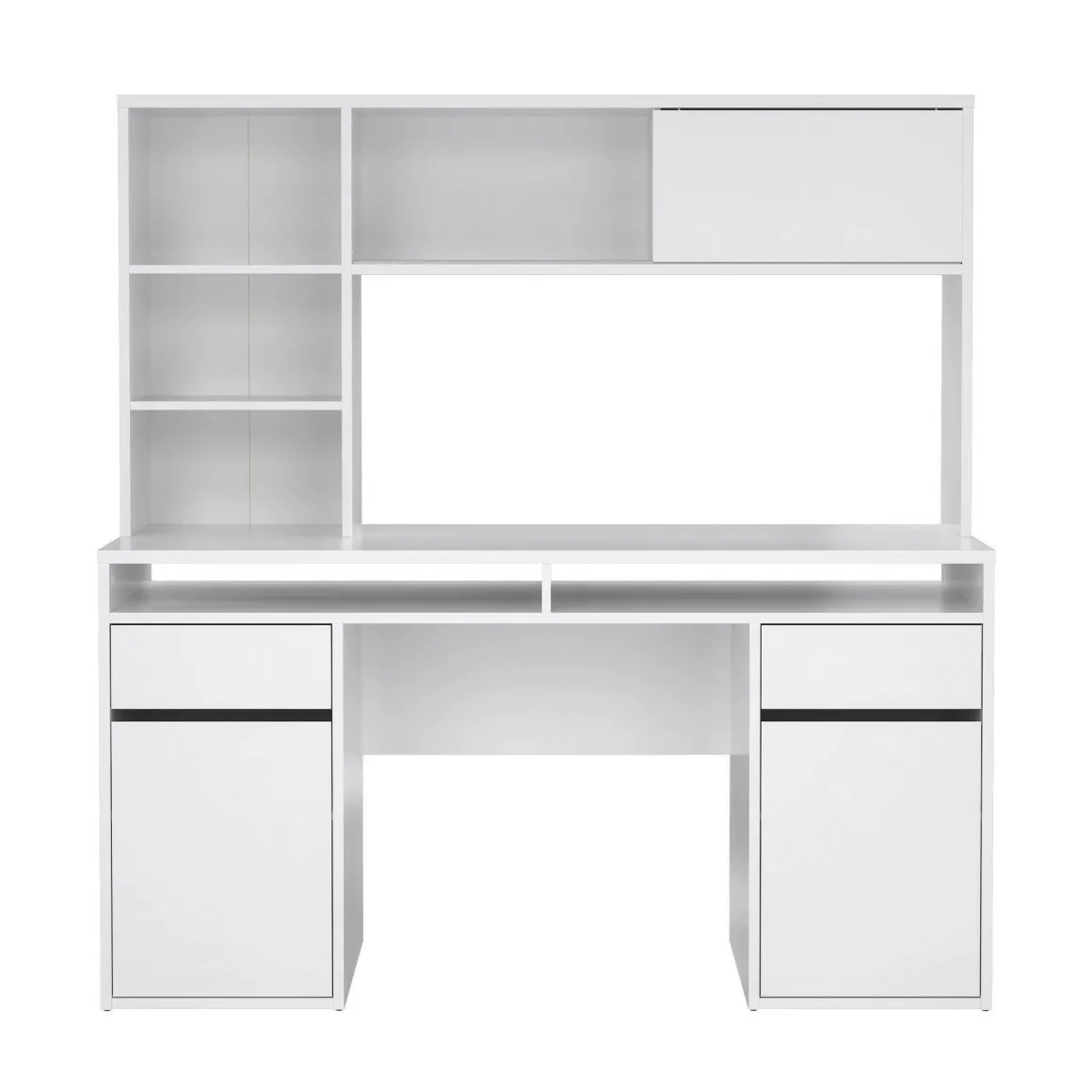 Scrivania lineare bianca lucida 149x48cm con libreria - Ambrenti